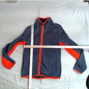 Nautica Fleece Jacket Boys XL (18/20) Blue Orange Full Zip Mock Neck